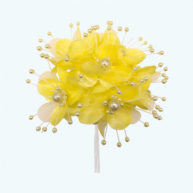 3"  Silk Flower with Pearl 6X12 | Yellow